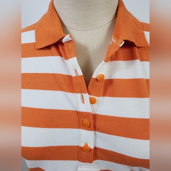 Liz Claiborne Orange and White Striped Polo, size Medium - Picture 8 of 15